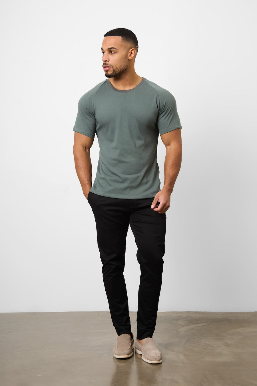 Knit Look T-Shirt in Soft Khaki - TAILORED ATHLETE - USA