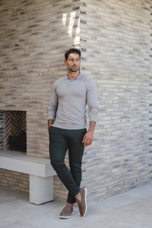 Knitted Polo Shirt in Neutral Col - TAILORED ATHLETE - USA