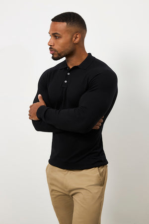 Knitted Polo Shirt in Black - TAILORED ATHLETE - USA