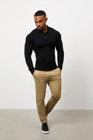 Knitted Polo Shirt in Black - TAILORED ATHLETE - USA