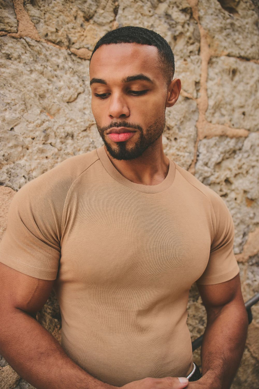 Knit Look T-Shirt in Tan - TAILORED ATHLETE - USA