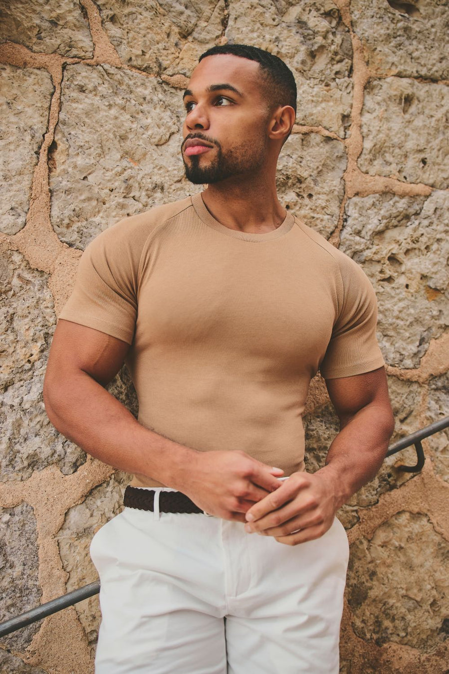 Knit Look T-Shirt in Tan - TAILORED ATHLETE - USA