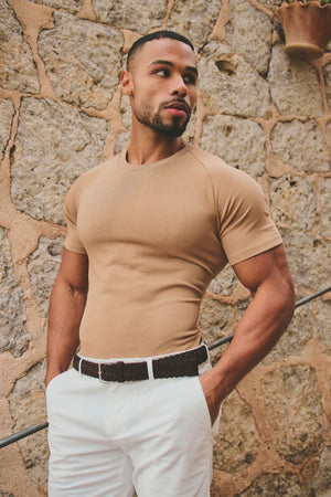 Knit Look T-Shirt in Tan - TAILORED ATHLETE - USA