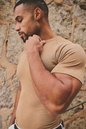 Knit Look T-Shirt in Tan - TAILORED ATHLETE - USA