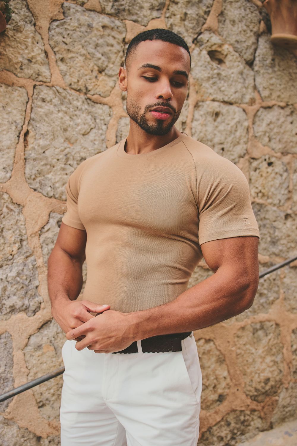 Knit Look T-Shirt in Tan - TAILORED ATHLETE - USA