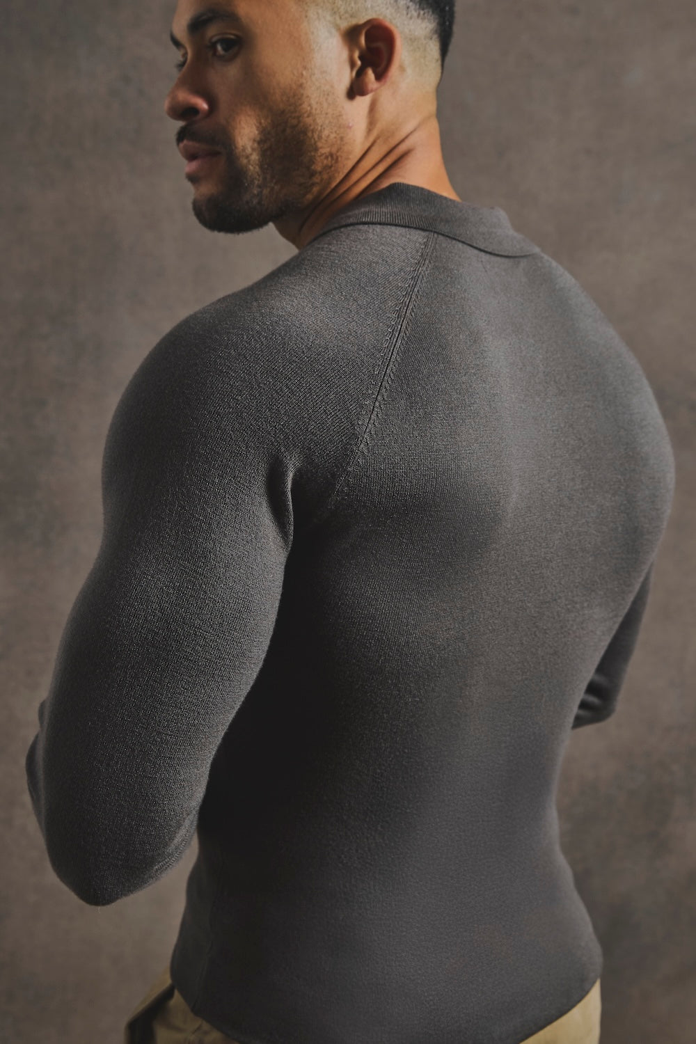 Knitted Polo Shirt in Mocha - TAILORED ATHLETE - USA