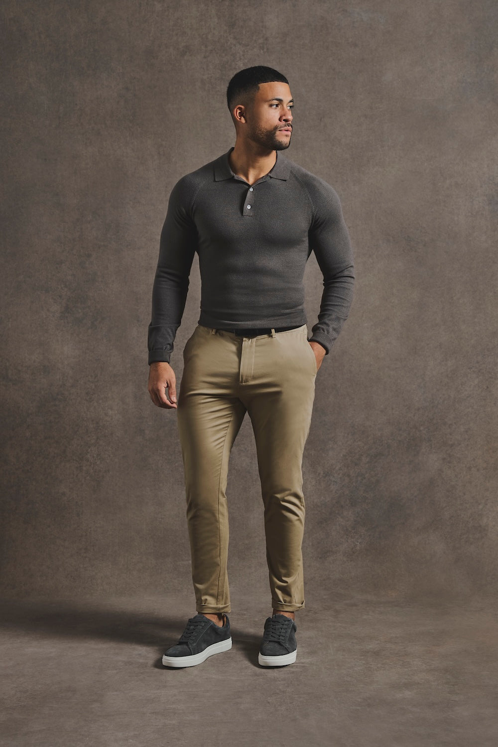 Knitted Polo Shirt in Mocha - TAILORED ATHLETE - USA