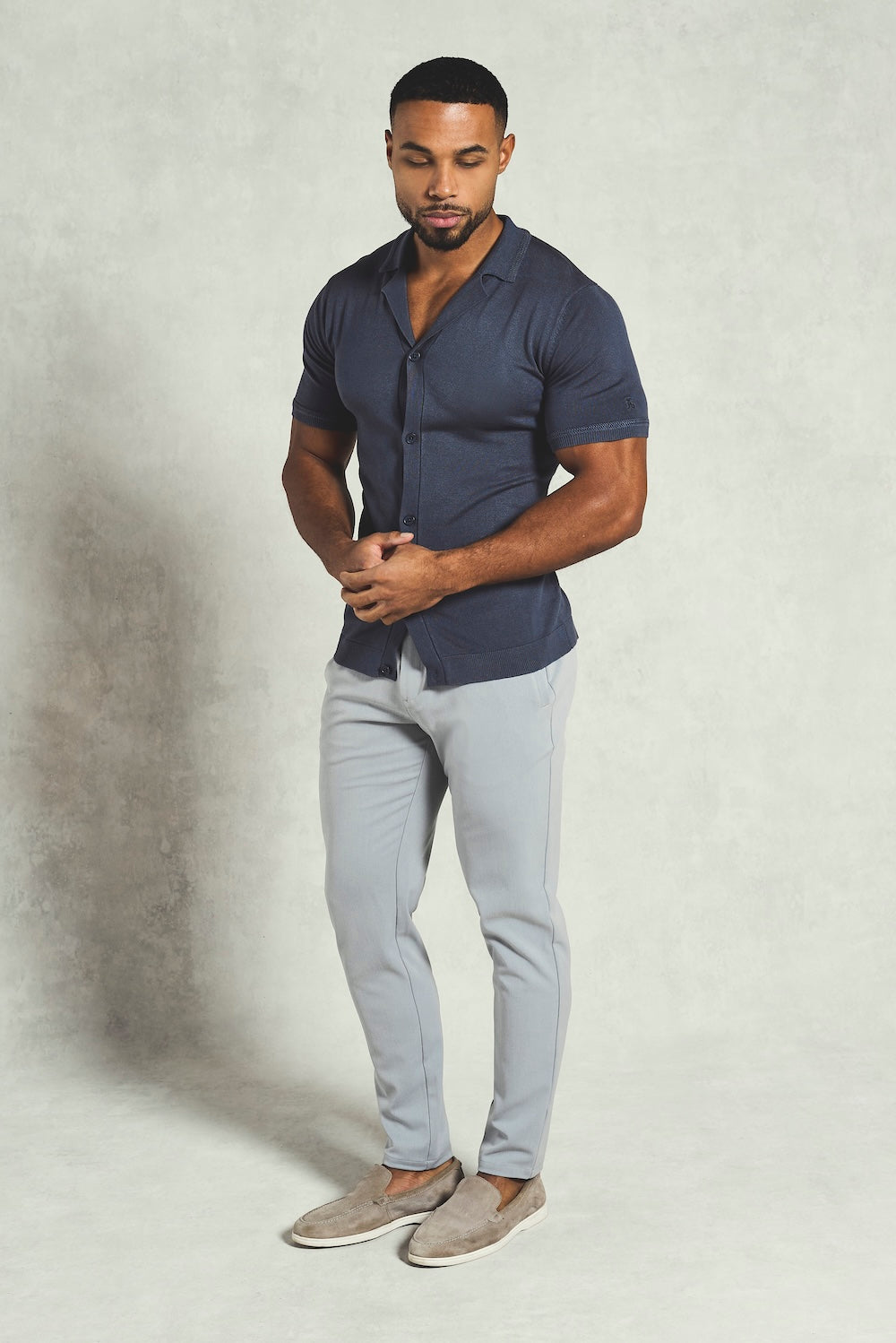 Knitted Shirt in Slate Blue - TAILORED ATHLETE - USA