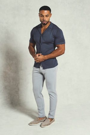 Knitted Shirt in Slate Blue - TAILORED ATHLETE - USA