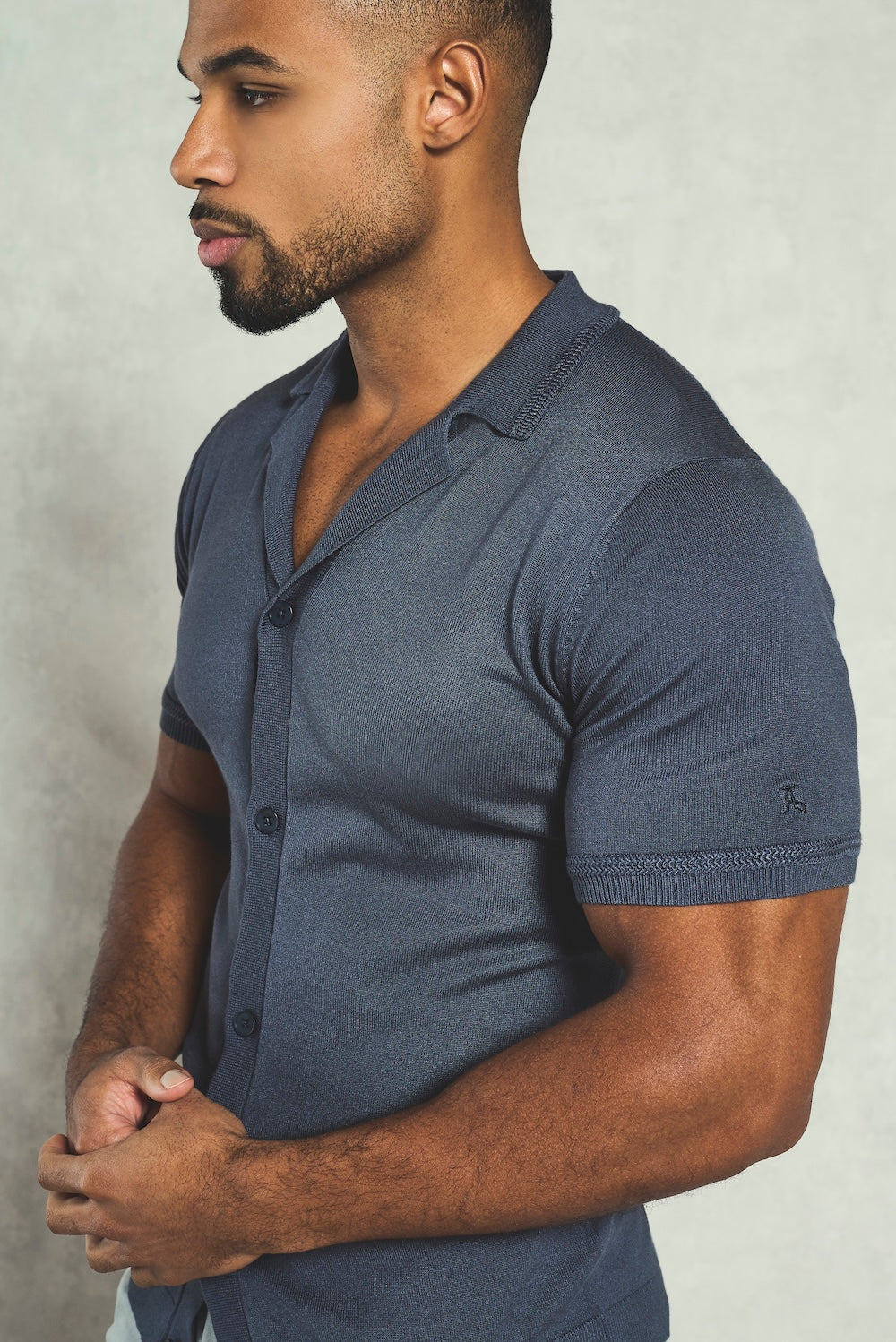 Knitted Shirt in Slate Blue - TAILORED ATHLETE - USA