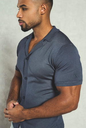 Knitted Shirt in Slate Blue - TAILORED ATHLETE - USA