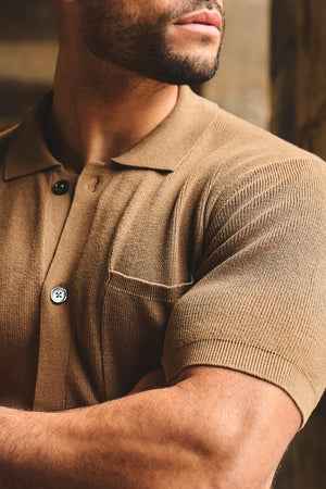 Textured Knitted Shirt in Chestnut - TAILORED ATHLETE - USA