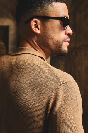 Textured Knitted Shirt in Chestnut - TAILORED ATHLETE - USA