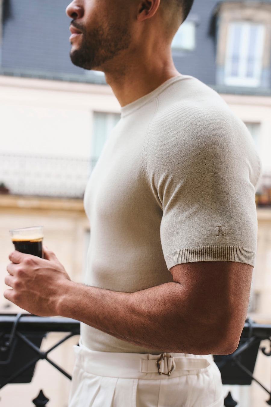 Fine Gauge Knitted T-Shirt in Linen - TAILORED ATHLETE - USA