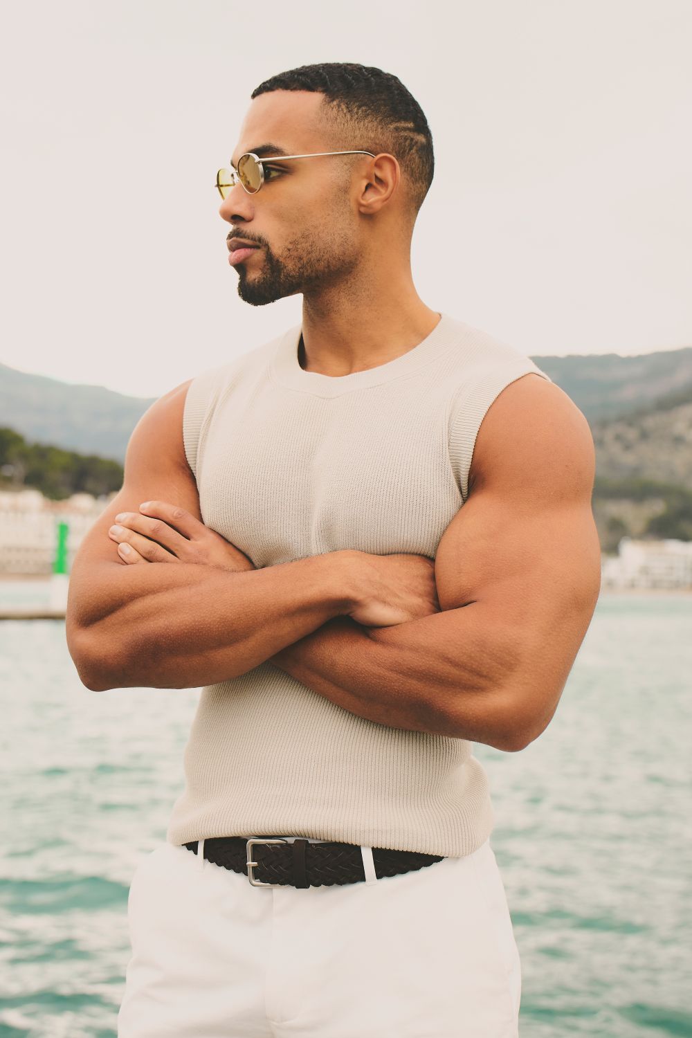 Knitted Tank Top in Stone - TAILORED ATHLETE - USA