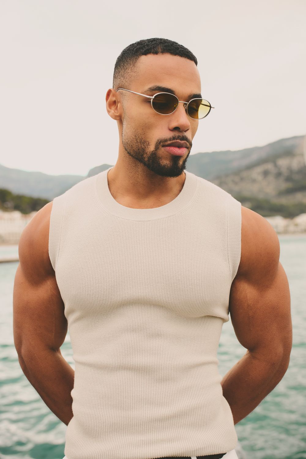 Knitted Tank Top in Stone - TAILORED ATHLETE - USA