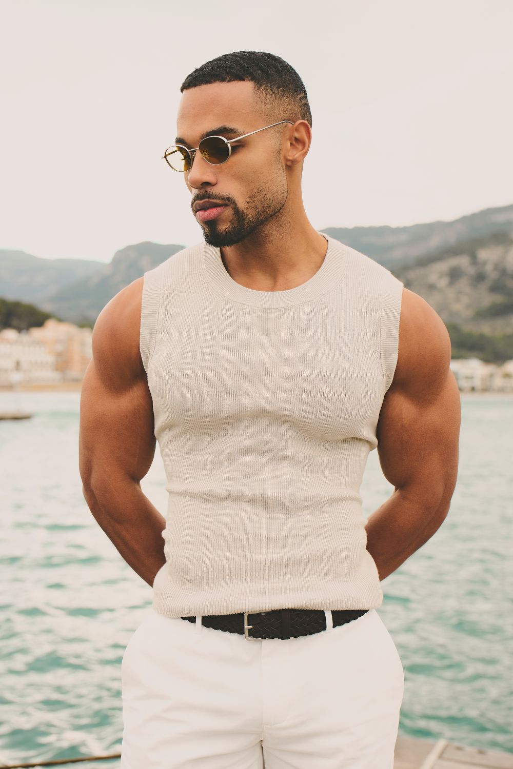 Knitted Tank Top in Stone - TAILORED ATHLETE - USA