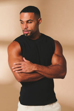 Knitted Tank Top in Black - TAILORED ATHLETE - USA
