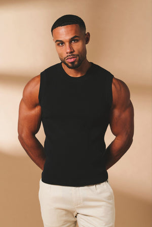Knitted Tank Top in Black - TAILORED ATHLETE - USA