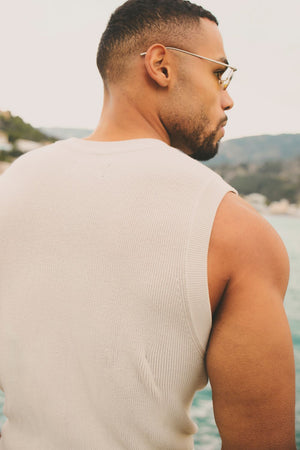 Knitted Tank Top in Stone - TAILORED ATHLETE - USA