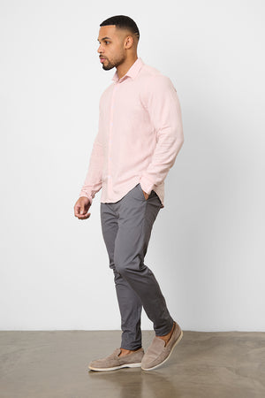 Linen Blend Button Through Shirt in Pink - TAILORED ATHLETE - USA