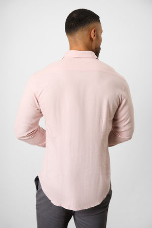 Linen Blend Button Through Shirt in Pink - TAILORED ATHLETE - USA