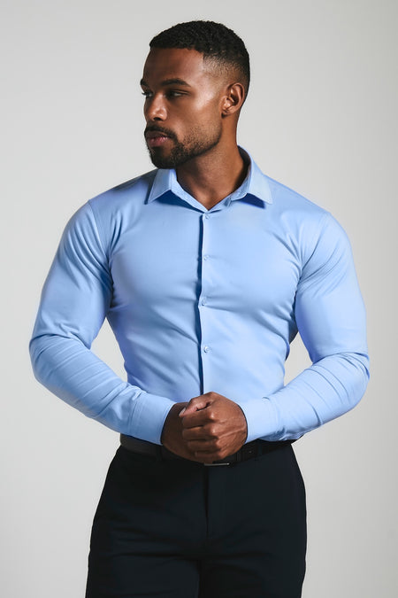 Athletic Fit Dress Shirt in Mid Blue