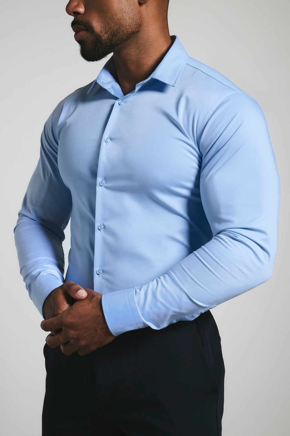 Athletic Fit Dress Shirt in Mid Blue