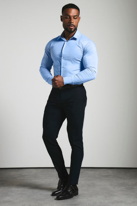 Athletic Fit Dress Shirt in Mid Blue