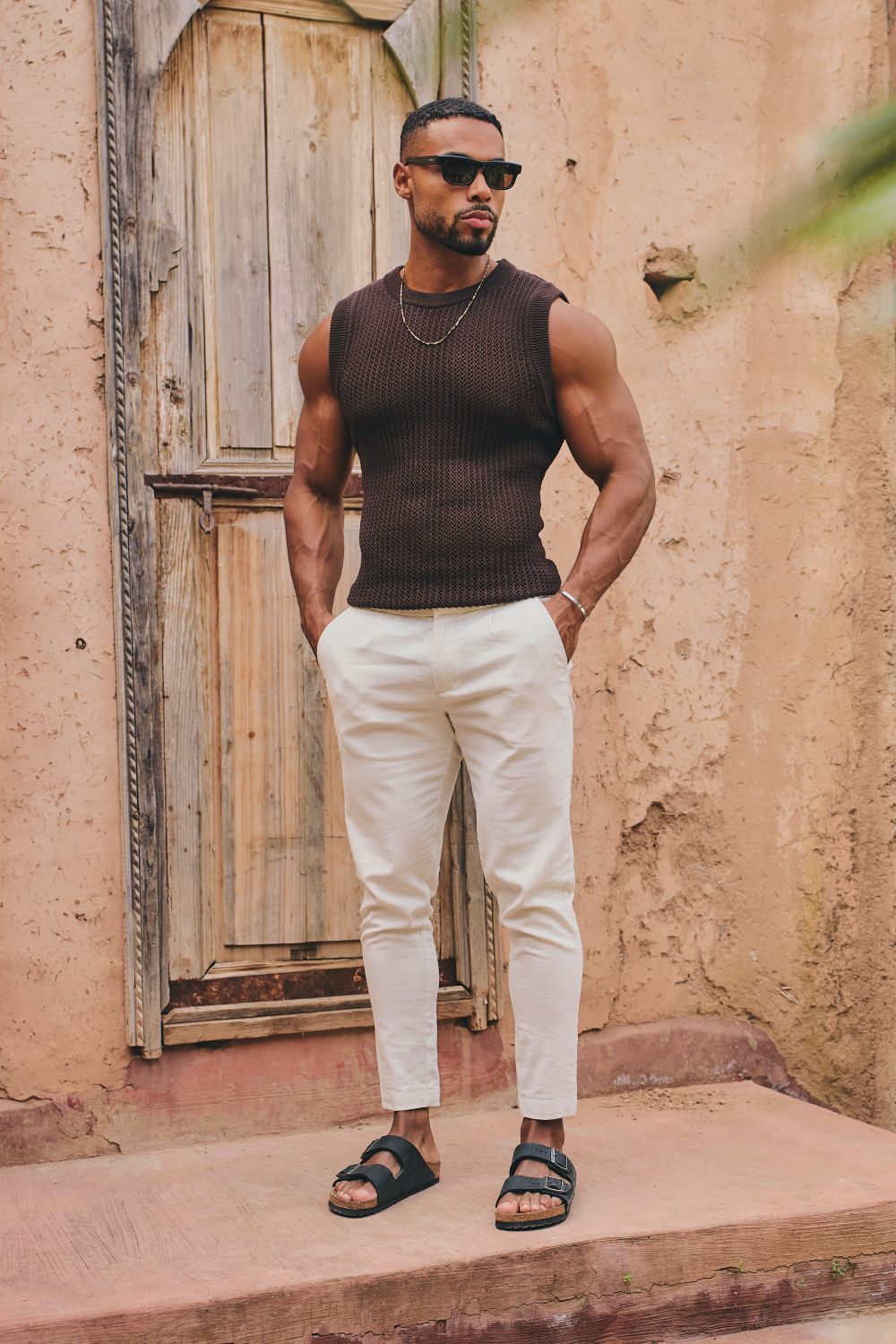 Stretch Linen Blend Cropped Pleated Pants in Chalk - TAILORED ATHLETE - USA
