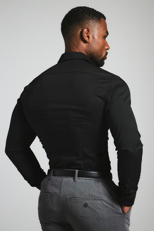 Athletic Fit Dress Shirt in Black
