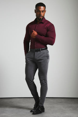 fitted dress shirts for men Athletic Fit Shirt in Burgundy S Color:Garden Flora Primrose Pink classic collar (Shirt) Color Gothic Black Red Wedding