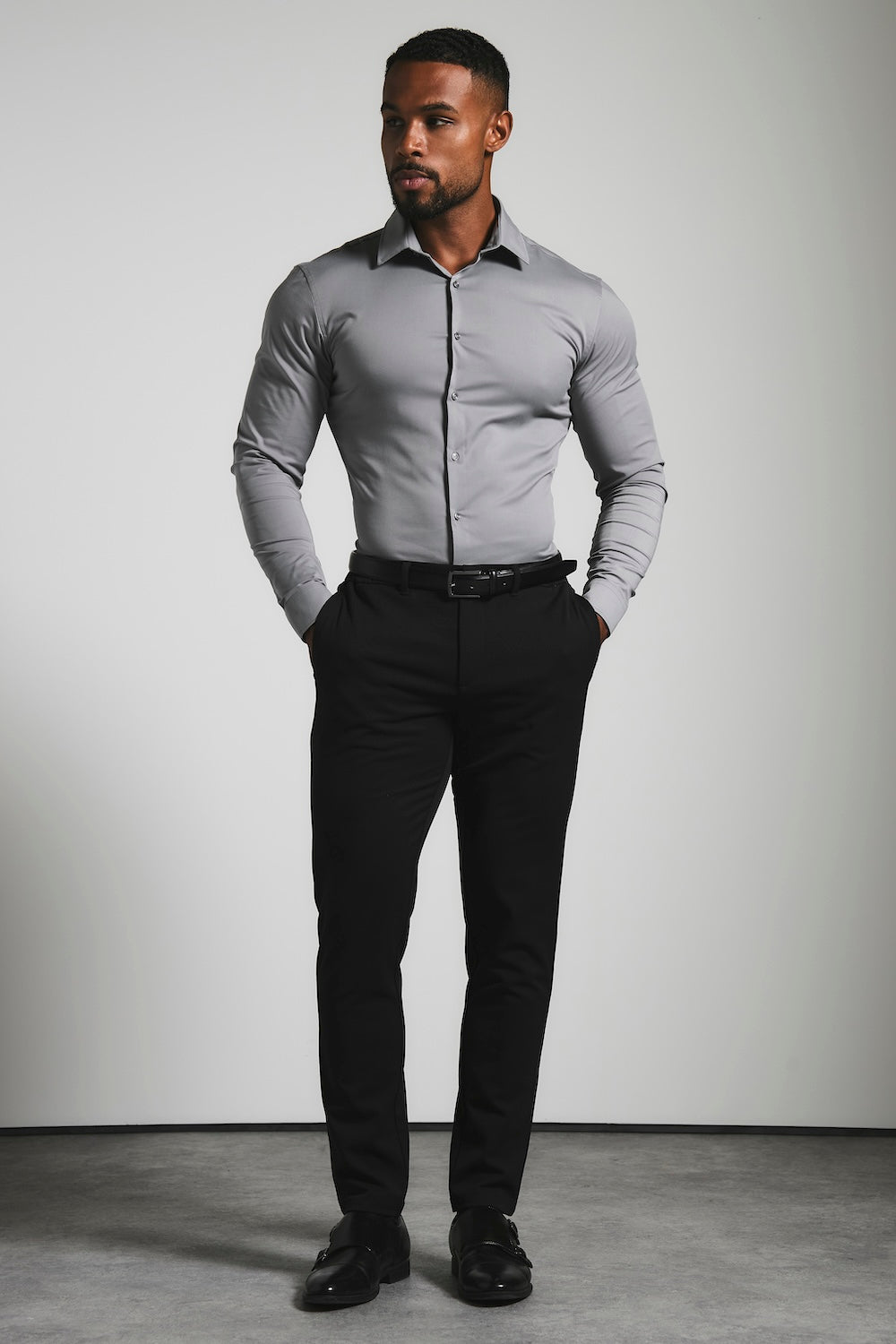 Athletic Fit Dress Shirt in Grey