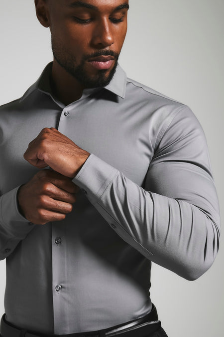 Athletic Fit Dress Shirt in Grey
