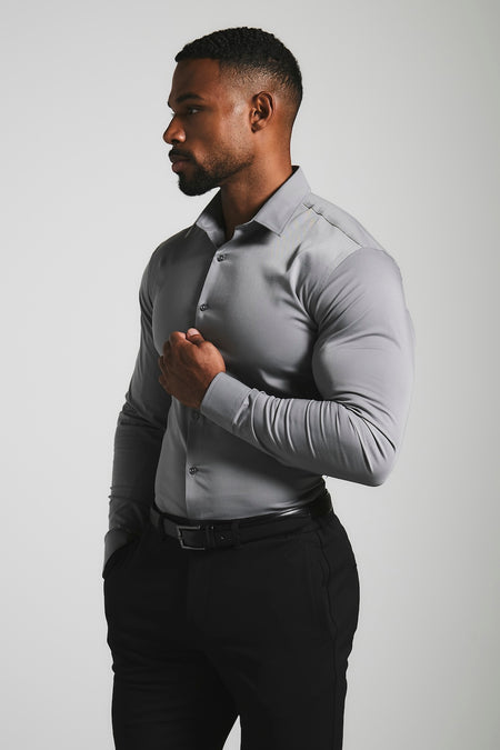 Athletic Fit Dress Shirt in Grey