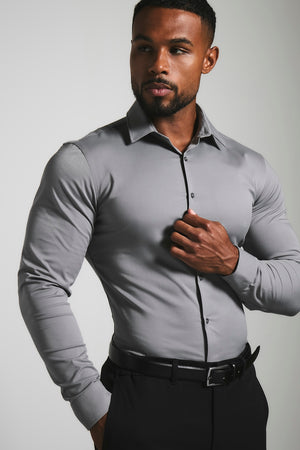 Athletic Fit Dress Shirt in Grey