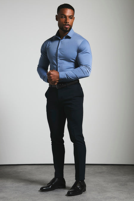 Athletic Fit Dress Shirt in Steel Blue