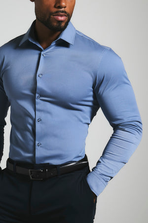 Athletic Fit Dress Shirt in Steel Blue
