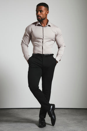 Athletic Fit Dress Shirt in Stone