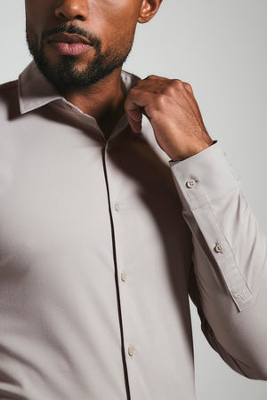 Athletic Fit Dress Shirt in Stone