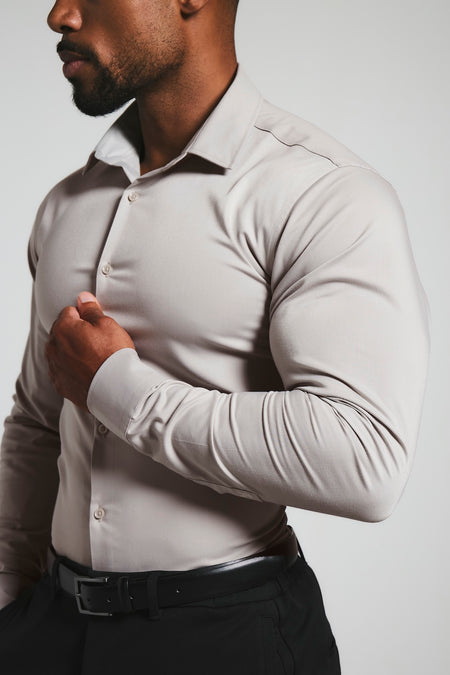 Athletic Fit Dress Shirt in Stone