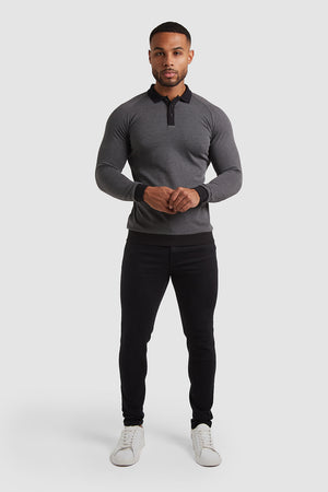 Knit Look Polo Shirt in Charcoal - TAILORED ATHLETE - USA