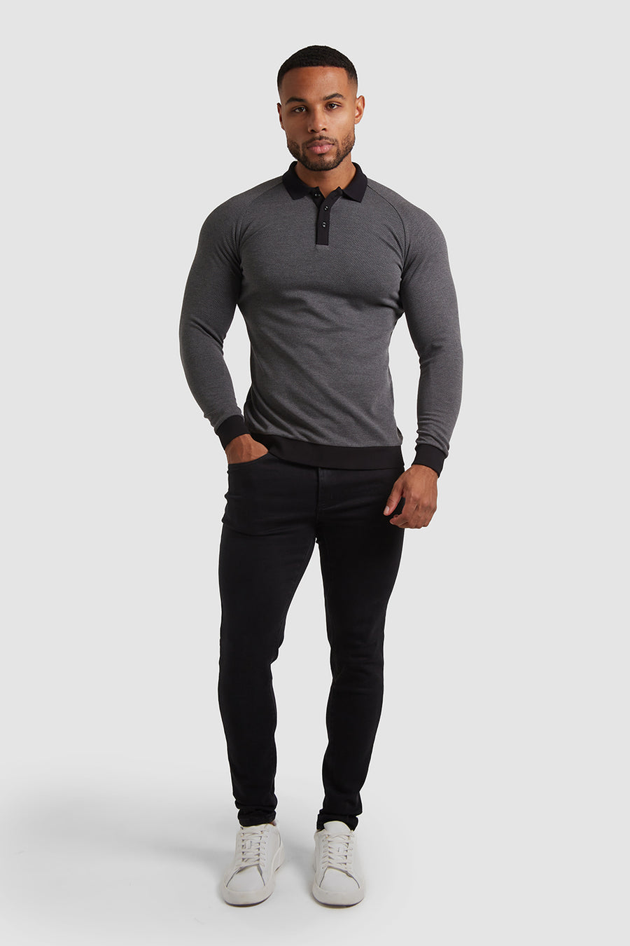 Knit Look Polo in Charcoal - TAILORED ATHLETE - USA