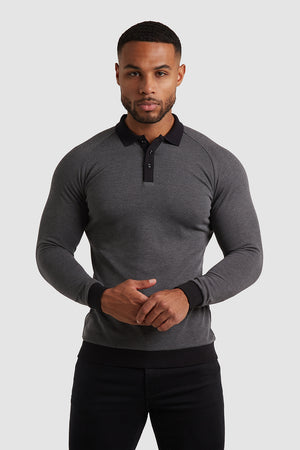 Knit Look Polo Shirt in Charcoal - TAILORED ATHLETE - USA