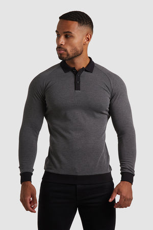 Knit Look Polo Shirt in Charcoal - TAILORED ATHLETE - USA