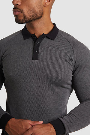 Knit Look Polo Shirt in Charcoal - TAILORED ATHLETE - USA