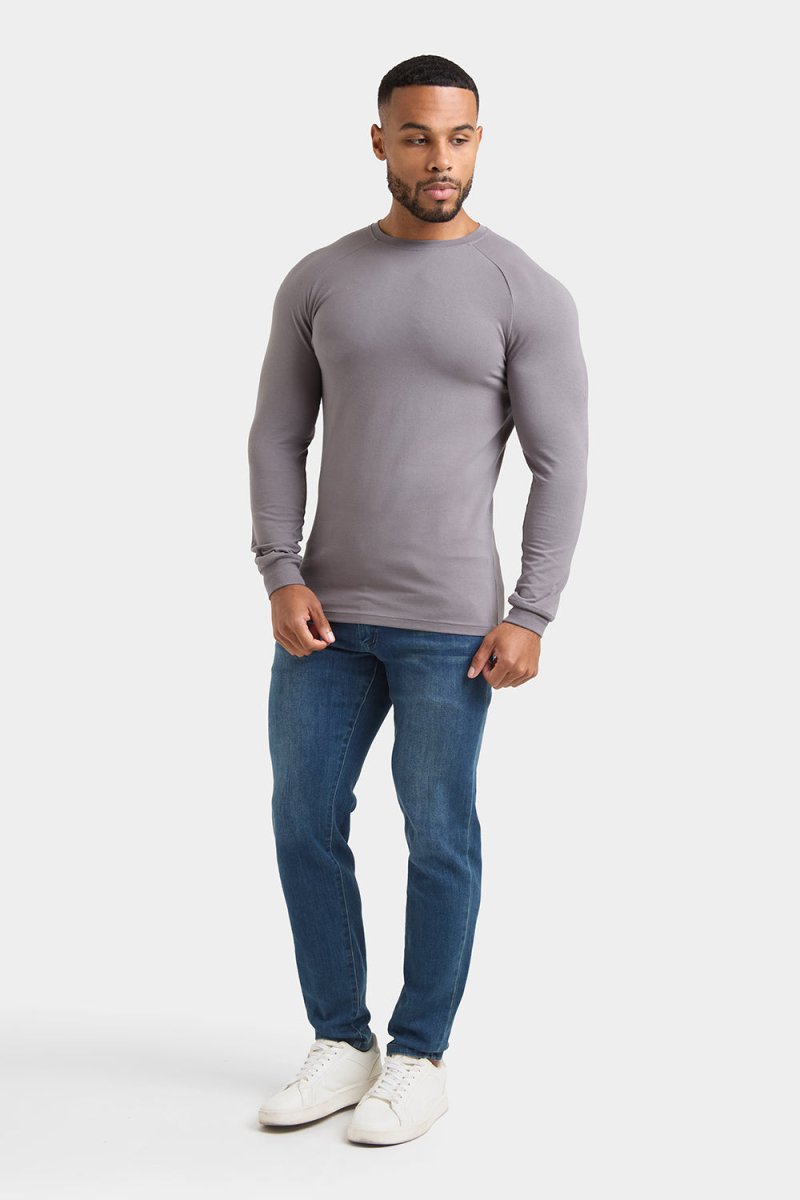 Athletic Fit Long Sleeve T-Shirt in Charcoal - TAILORED ATHLETE - USA