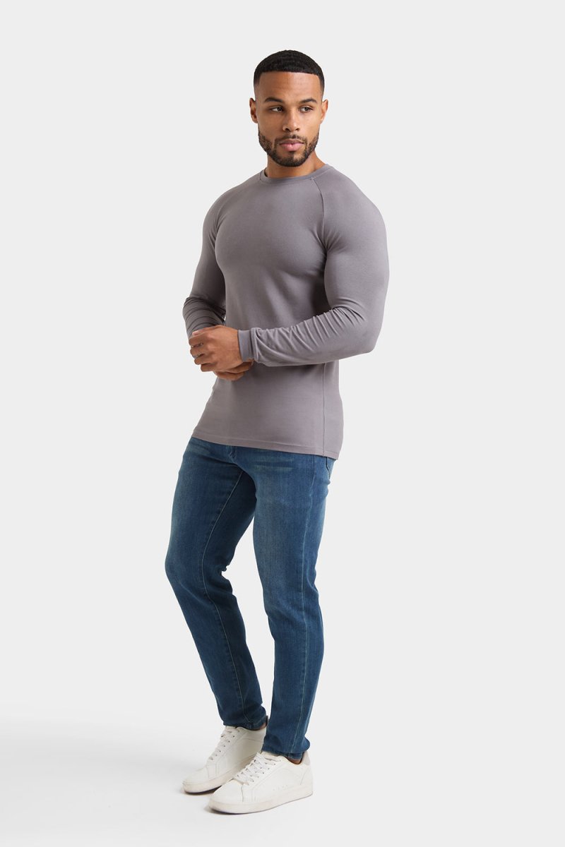 Athletic Fit Long Sleeve T-Shirt in Charcoal - TAILORED ATHLETE - USA