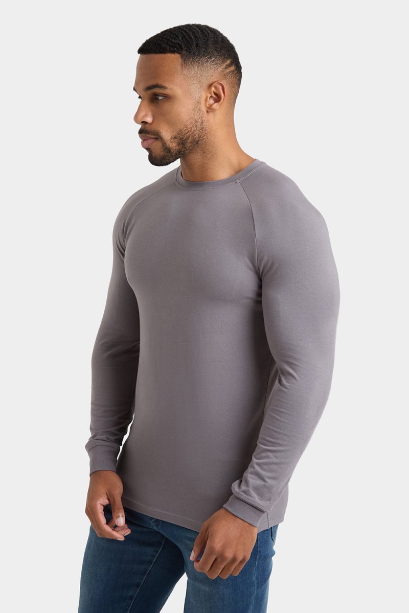 Athletic Fit Long Sleeve T-Shirt in Charcoal - TAILORED ATHLETE - USA