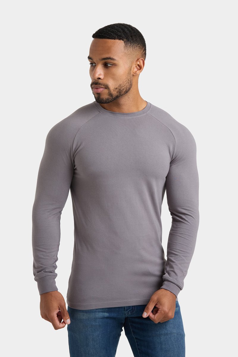 Athletic Fit Long Sleeve T-Shirt in Charcoal - TAILORED ATHLETE - USA